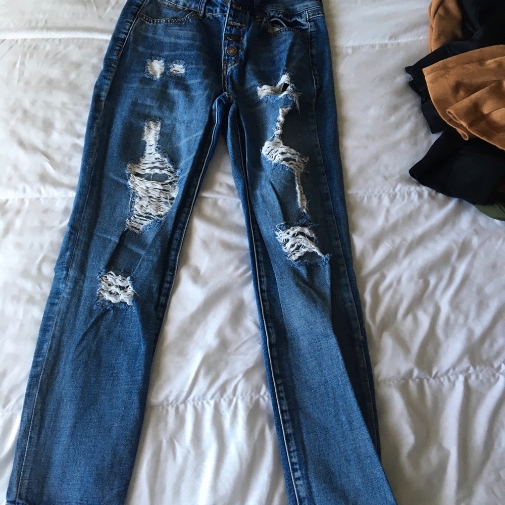 Dark wash ripped jeans